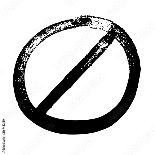 Hand-drawn black no sign icon doodle isolated on white background