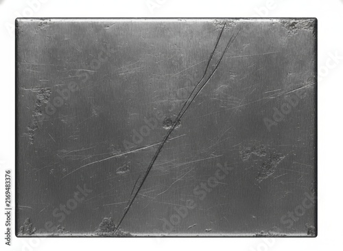 Scratched and Weathered Metal Plate Texture Background, concept of industrial durability and wear
