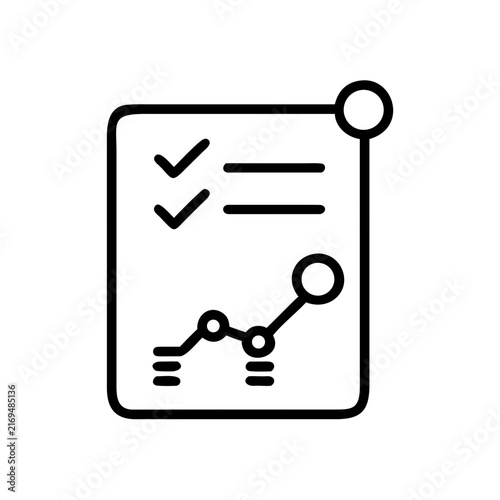 Business report with chart and checklist simple outline icon.