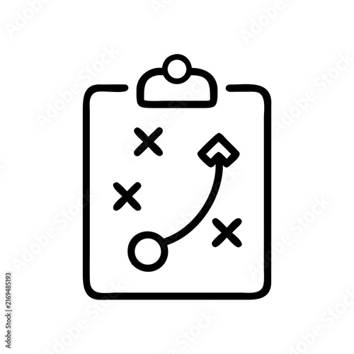 Strategy planning vector icon. black line strategy isolated on background.