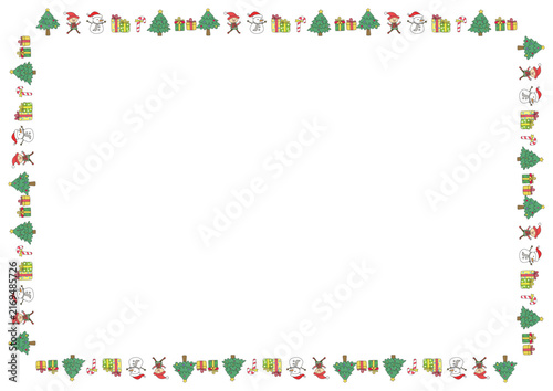 Cute Christmas Border Frame with Christmas Trees, vector design