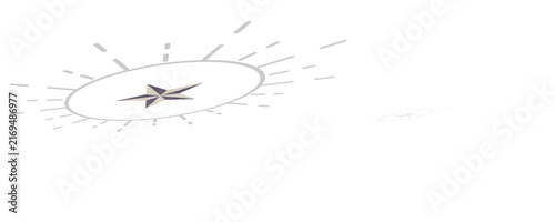 Abstract Compass Rose With Star Emblem and Radiating Lines Symbolizing Navigation and Direction