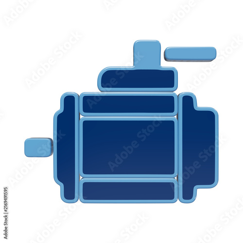 3D rendered icon of an electric motor component, blue color scheme on a white background, industrial machinery and mechanical hardware isolated on a transparent background
