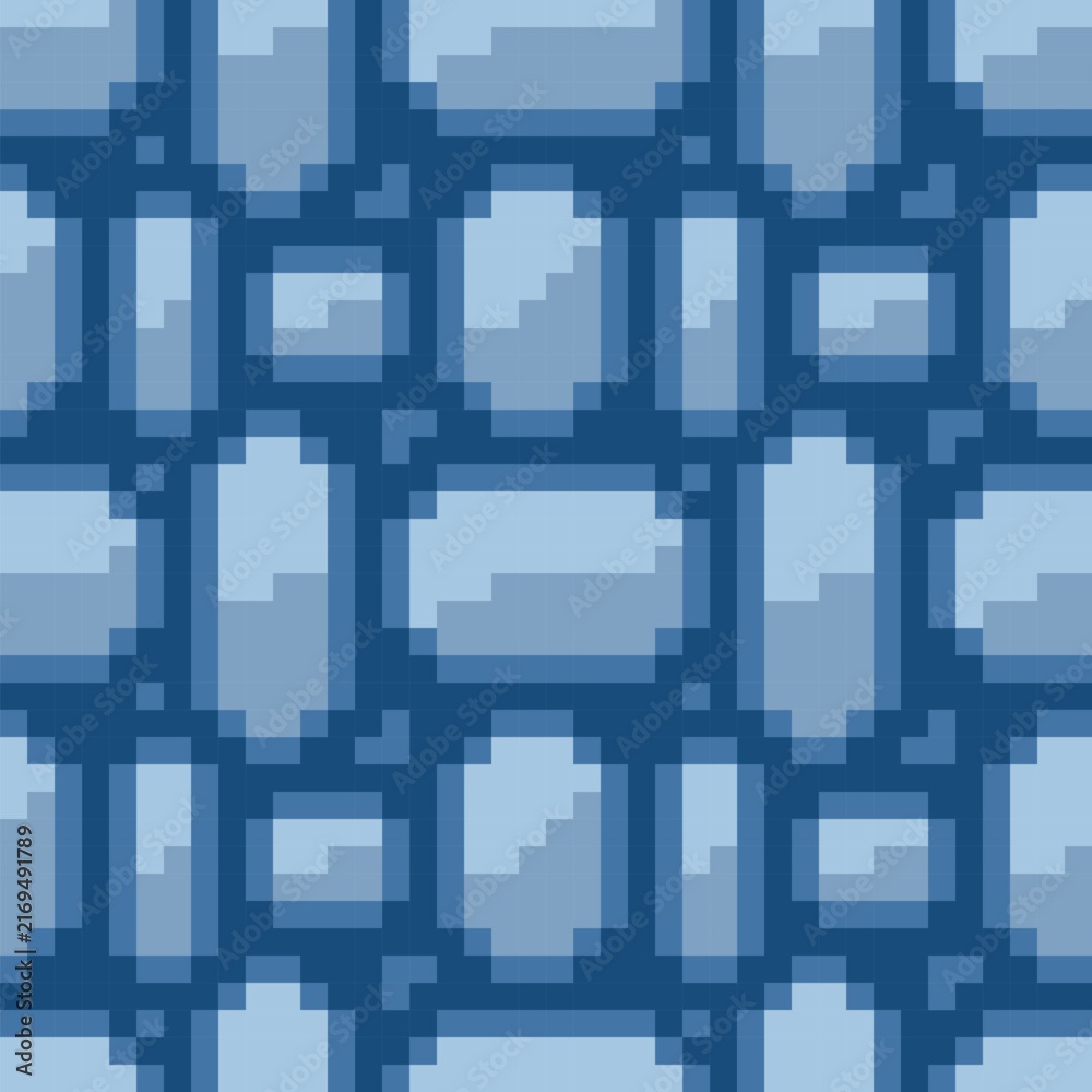 Fototapeta premium Stone Wall Seamless Pattern Pixel