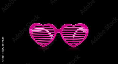 Vibrant Pink Heart Shaped Neon Shutter Sunglasses with White Arms
