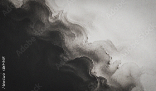 Obraz na plátne Abstract Smoke and Mist on Black Background with Dramatic White and Blue Cloudy