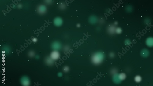 Quadro su tela Dark emerald green bokeh background with shimmering light particles and abstract