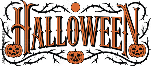 Colorful halloween celebration design featuring festive elements and decorative typography for seasonal holiday party invitations and posters