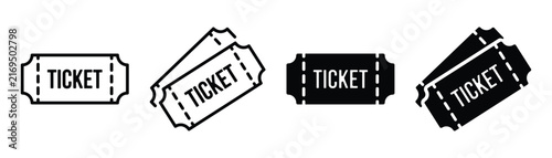 Foto Movie ticket icon set with admission pass for event and cinema