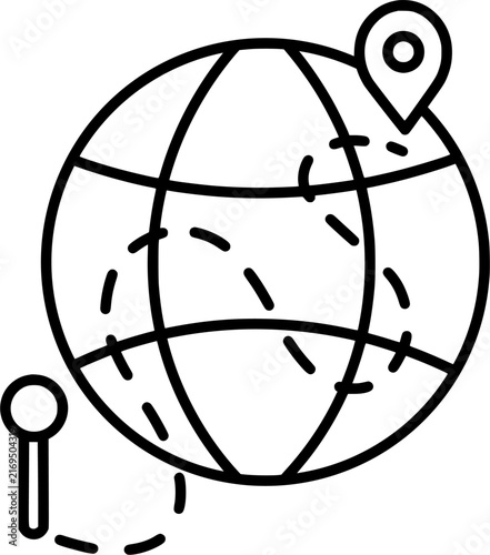 Global location globe pin icon. World map navigation and geolocation symbol. Collection with outline style. Vector illustration.