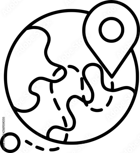 Global location globe pin icon. World map navigation and geolocation symbol. Collection with outline style. Vector illustration.