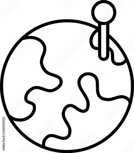 Global location globe pin icon. World map navigation and geolocation symbol. Collection with outline style. Vector illustration.