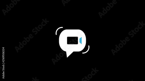 Video Call Chat Icon Animation with Camera Symbol on Black Background 4k video