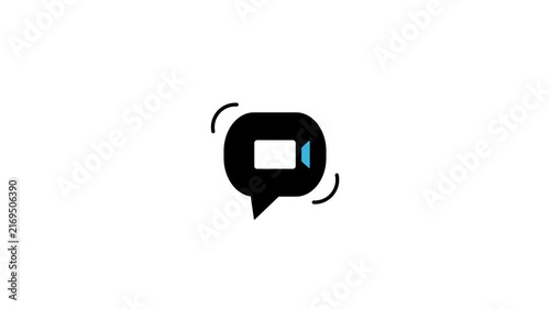Video Call Chat Icon Animation with Camera Symbol on white Background 4k video