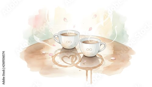 Elegant white porcelain tea set on wooden table with soft lighting