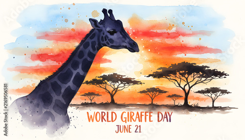 Colorful Giraffe Illustration Celebrating World Giraffe Day