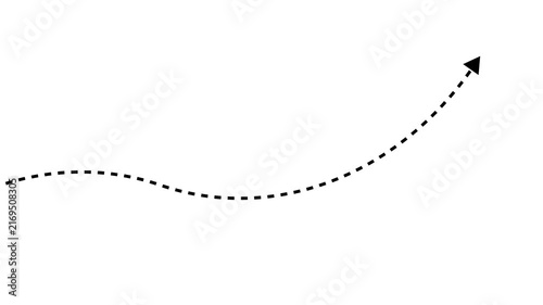 Animated Curved Dotted Arrow Moving Upward on White Background, Minimal Motion Graphic for Direction, Progress, Growth and Navigation Concept