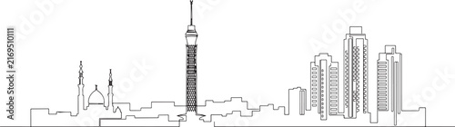 Minimalist cairo skyline line art illustration landmarks outline