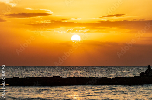 Quadro su tela Sunset in Holbox, Quintana Roo,