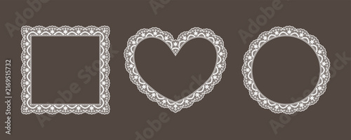 Elegant lace frames set. Vector ornate border shapes. Decorative aesthetic ribbons