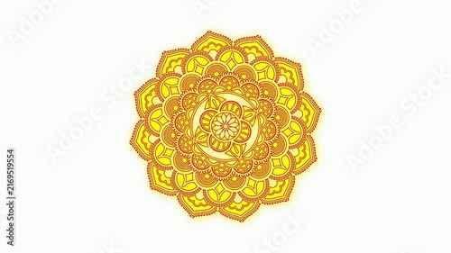 Elegant golden mandala ornament on a clean white background 4K Animation