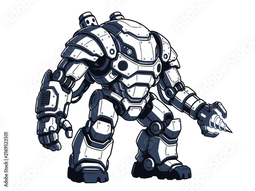 Futuristic Armored Robot Mech Character Design Detailed Sci Fi Mecha Fighter