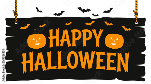 A spooky and delightful halloween sign with jack o' lanterns and bats perfect for festive decorations and celebrations