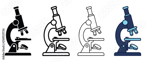 microscope icons in various styles for scientific educational and medical presentations