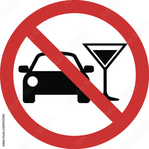 Bild auf Leinwand No drinking and driving traffic sign icon for road safety, alcohol prohibition, responsible driving, traffic regulations, public awareness, and vector illustration