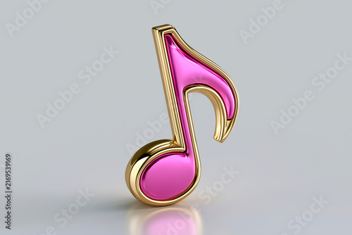 Eighth Musical Note On Light Gray Surface