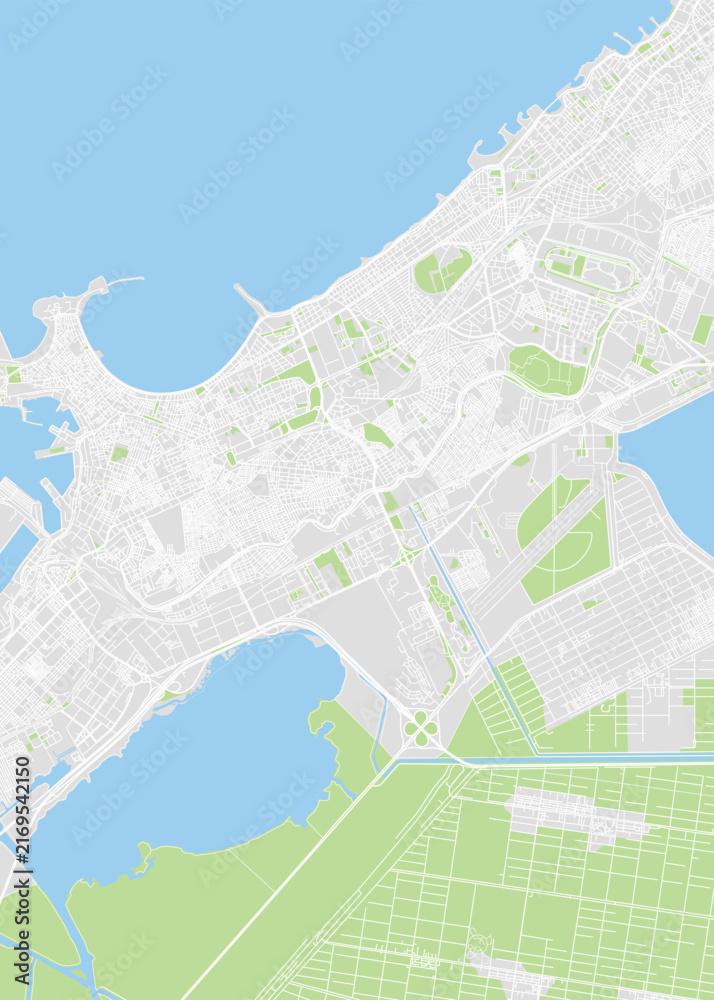 Fototapeta premium Color detailed plan city map Alexandria is a major city in Egypt, street road map city, vector illustration