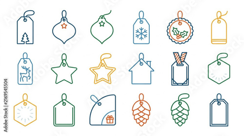 Colorful Vector Gift Tags and Holiday Icons Collection.