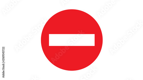Red circular do not enter traffic sign with white horizontal bar prohibition sign road sign stop sign restricted area warning sign round sign prohibition circular restricted regulation