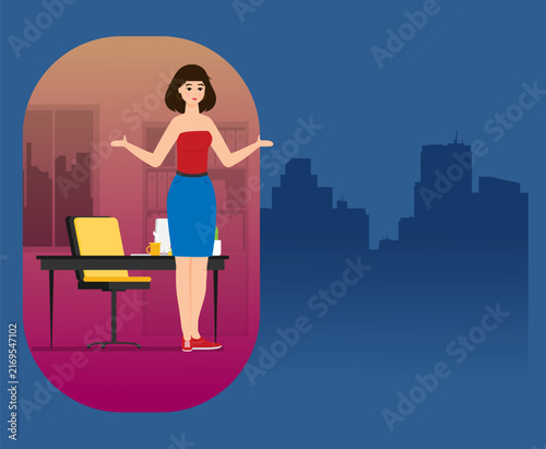 Start your business landing flat design colored vector illustration