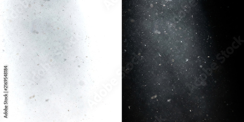 Dust particles floating in a light beam on dark and light backgrounds