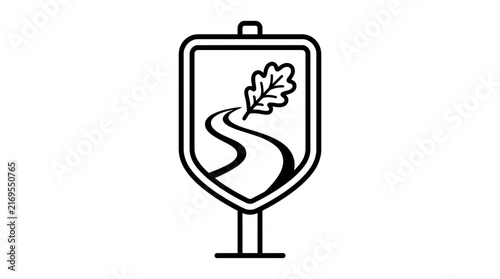 Minimalist Nature Trail Sign with Oak Leaf and Winding Path Icon