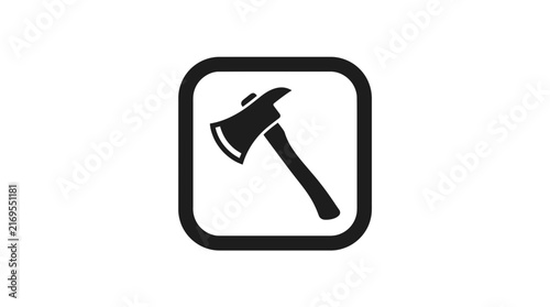 Black Axe Silhouette Icon Inside Rounded Square Border Vector Illustration