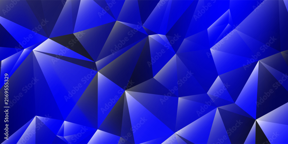 Obraz premium Abstract Blue Low Poly Geometric Background with Faceted Polygon Shapes and Dynamic Deep Blue Composition.