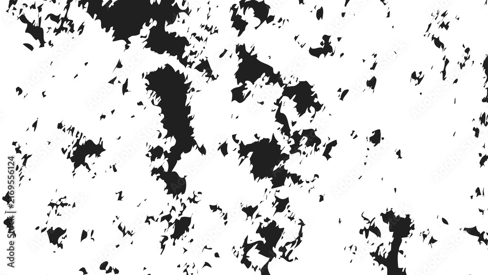 Obraz premium Distressed monochromatic paint splatter texture on white surface for grunge graphic design and vintage poster paper background.
