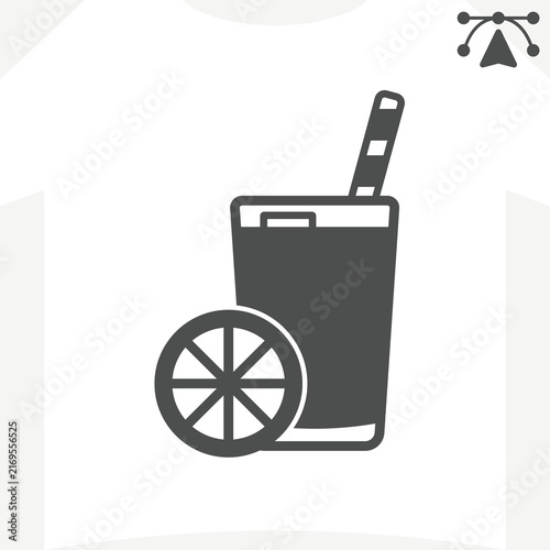 Foto Orangeade glass solid icon, cold drinks concept