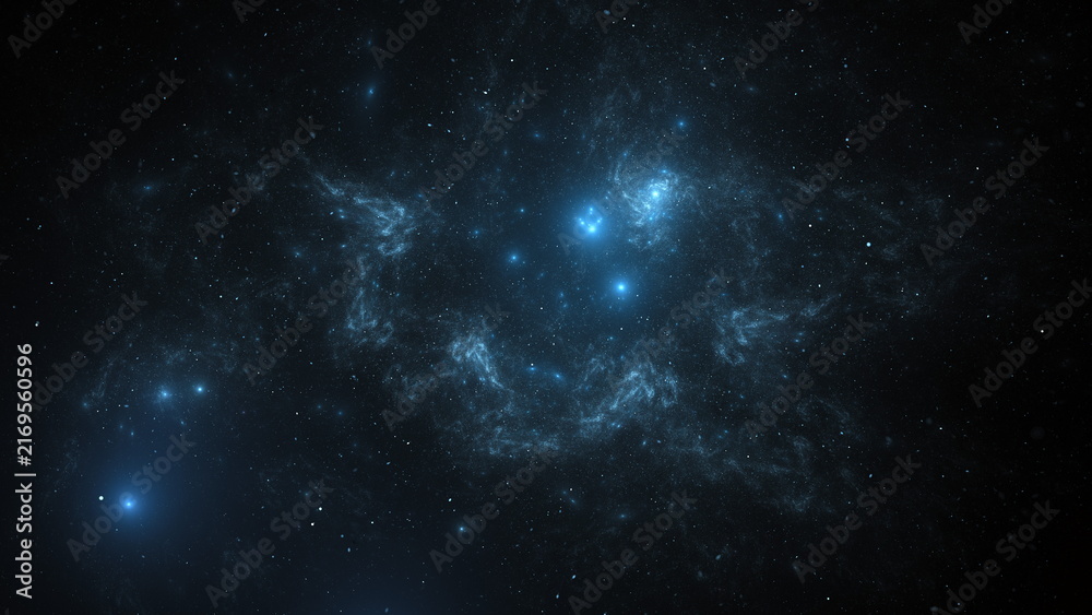 Obraz premium Numerous stars scattered in the dark sky along with glowing cosmic clouds. image displays the beauty of outer space at night with bright celestial bodies. 3d render