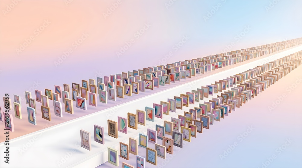 Obraz premium Isometric 3D Abstract Floating Art Gallery Frames on Minimalist Background