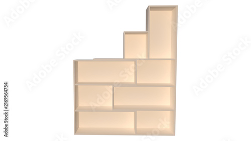 Obraz na plátně Modern Asymmetrical Wall Shelf and Bookcase Isolated on Transparent Background