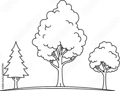 Set of tree vector icons isolated on transparent background