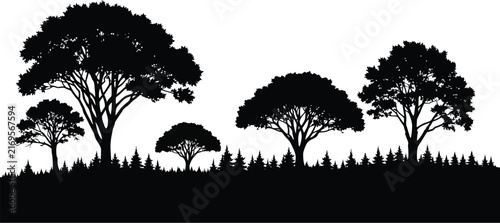 Set of tree vector icons isolated on transparent background