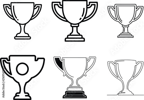 Set of trophy vector icons isolated on transparent background