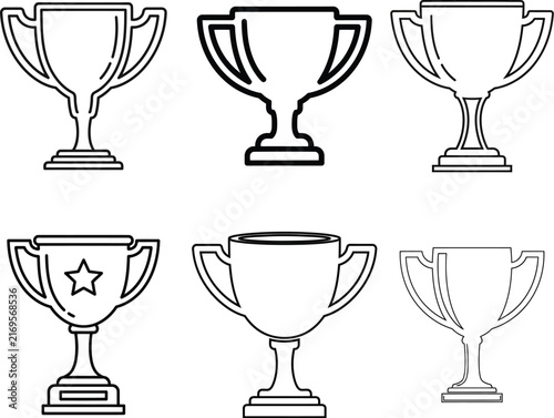 Set of trophy vector icons isolated on transparent background
