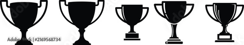 Set of trophy vector icons isolated on transparent background