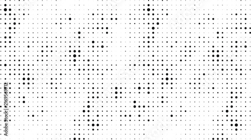 Bild auf Leinwand Abstract black halftone dots pattern texture background with random circles, vin