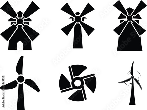 Set of turbine vector icons isolated on transparent background
